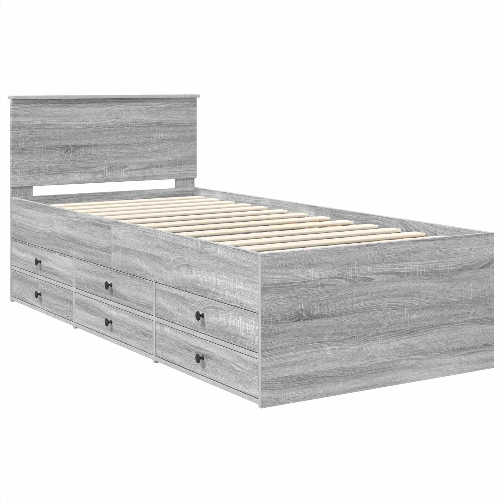 Slaapbank Grijs Sonoma en Zwart 100 x 200 cm Bewerkt hout