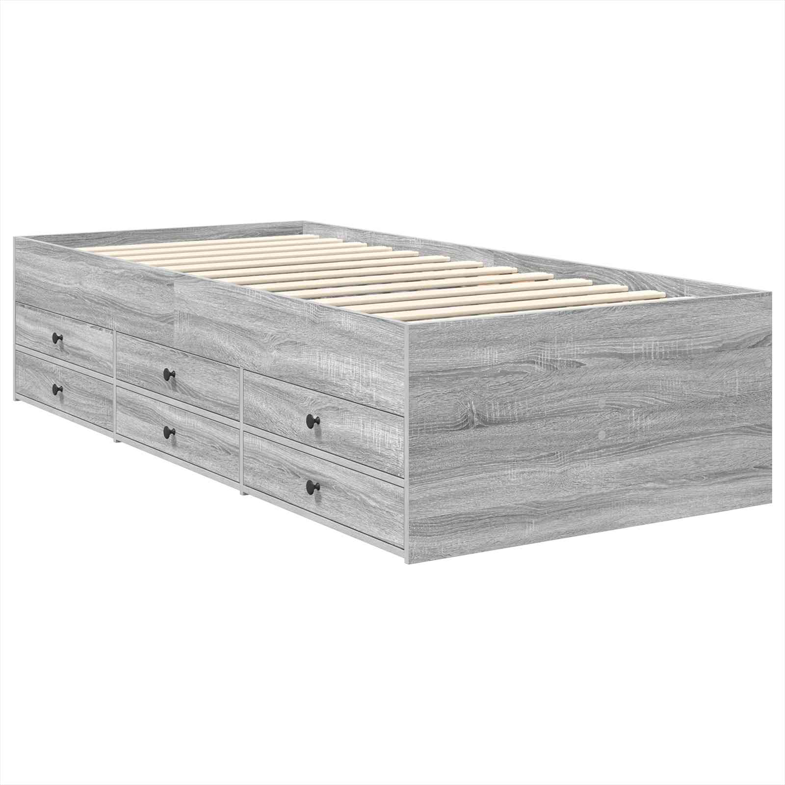 Slaapbank Grijs Sonoma en Zwart 100 x 200 cm Bewerkt hout