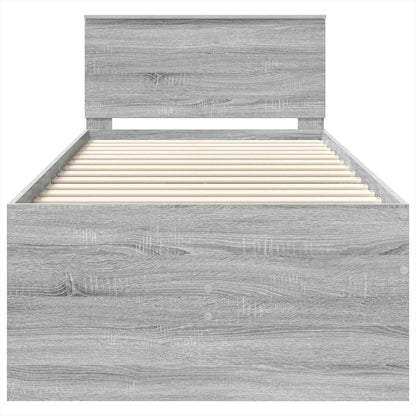 Slaapbank Grijs Sonoma en Zwart 100 x 200 cm Bewerkt hout