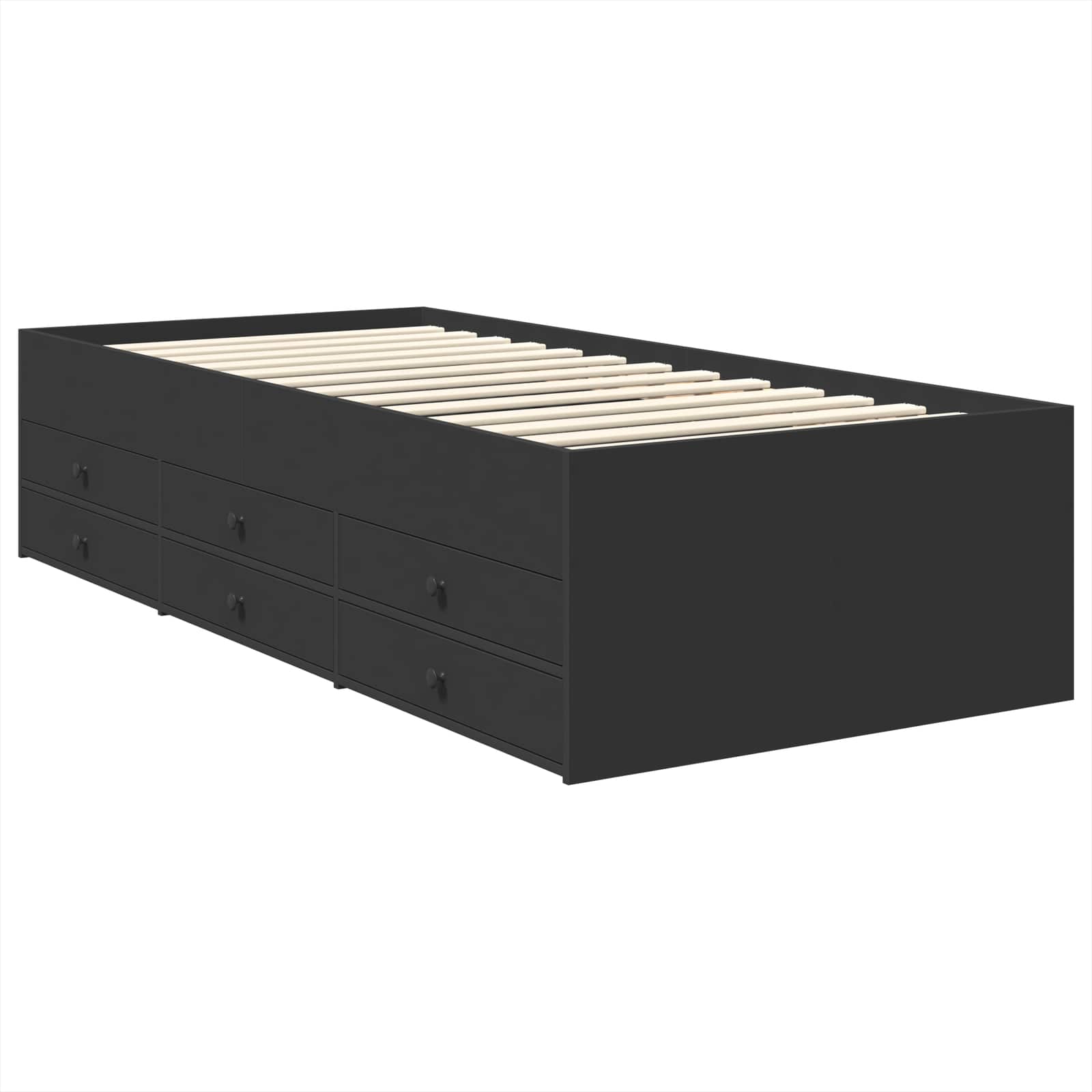 Slaapbank met lade met opslag Zwart 90 x 190 cm Bewerkt hout