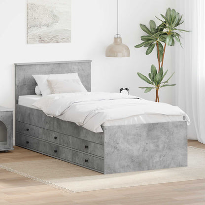 Slaapbank Beton Grijs en Zwart 90 x 190 cm Bewerkt hout