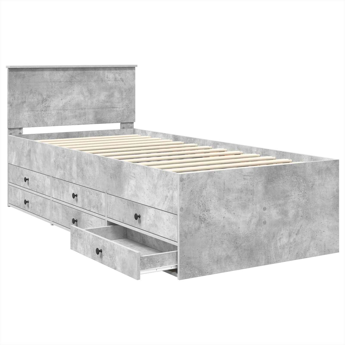 Slaapbank Beton Grijs en Zwart 90 x 190 cm Bewerkt hout