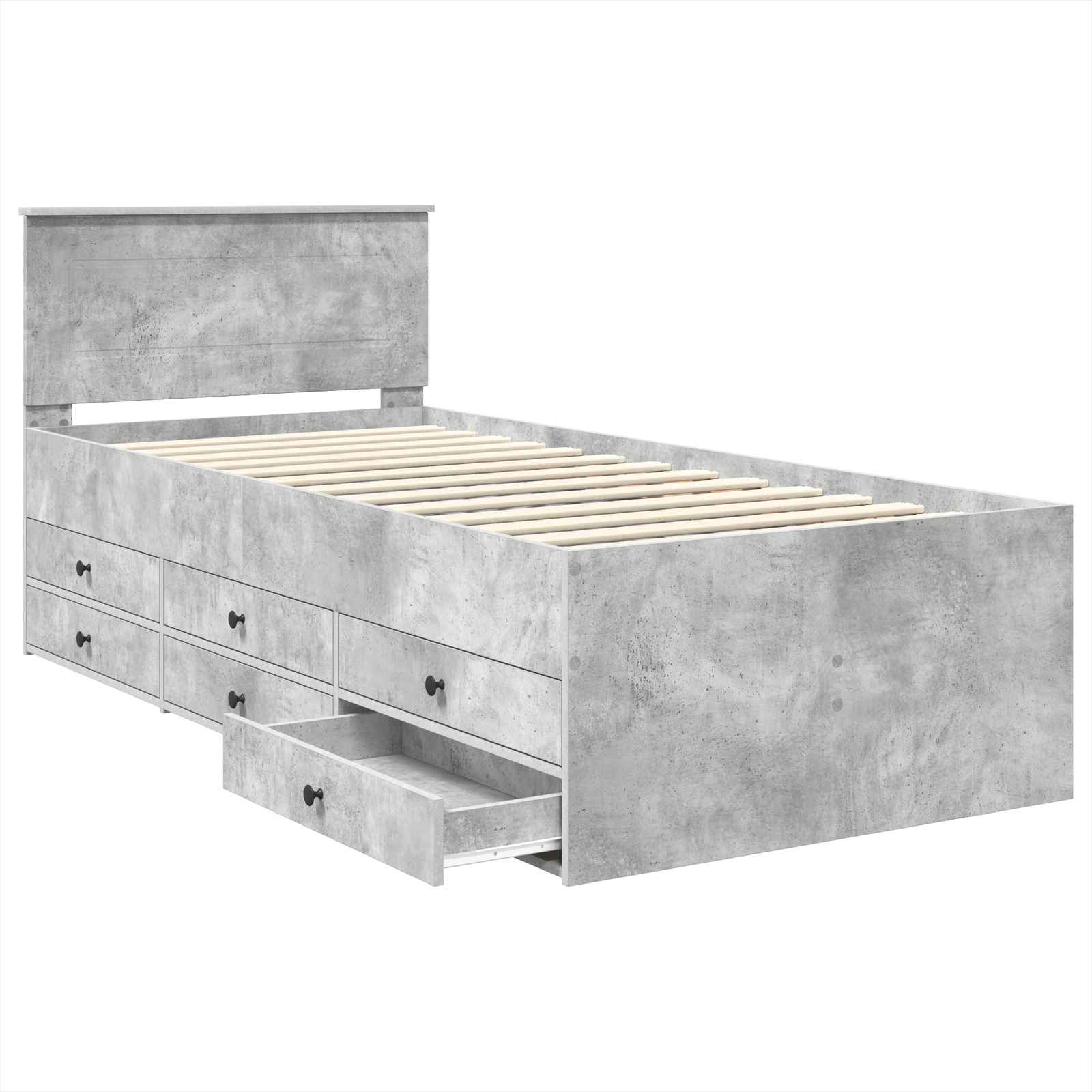 Slaapbank Beton Grijs en Zwart 90 x 190 cm Bewerkt hout