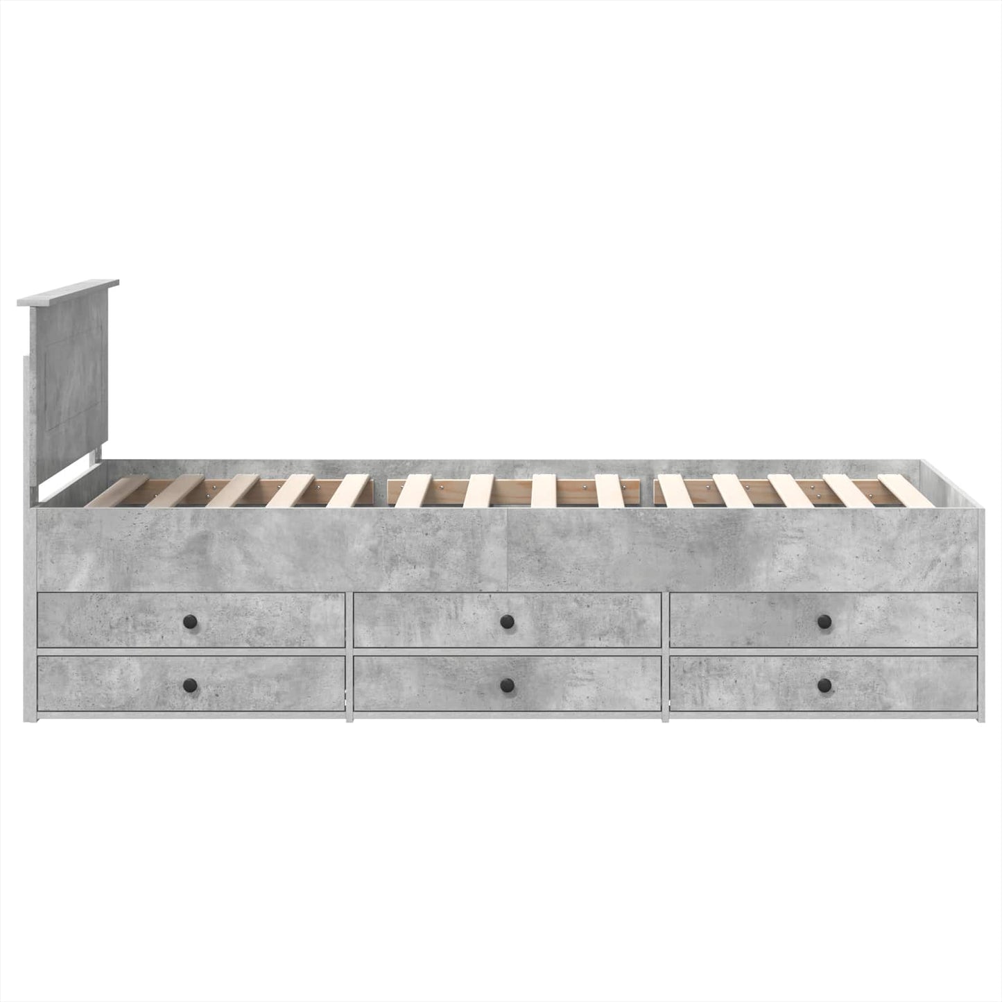 Slaapbank Beton Grijs en Zwart 90 x 190 cm Bewerkt hout