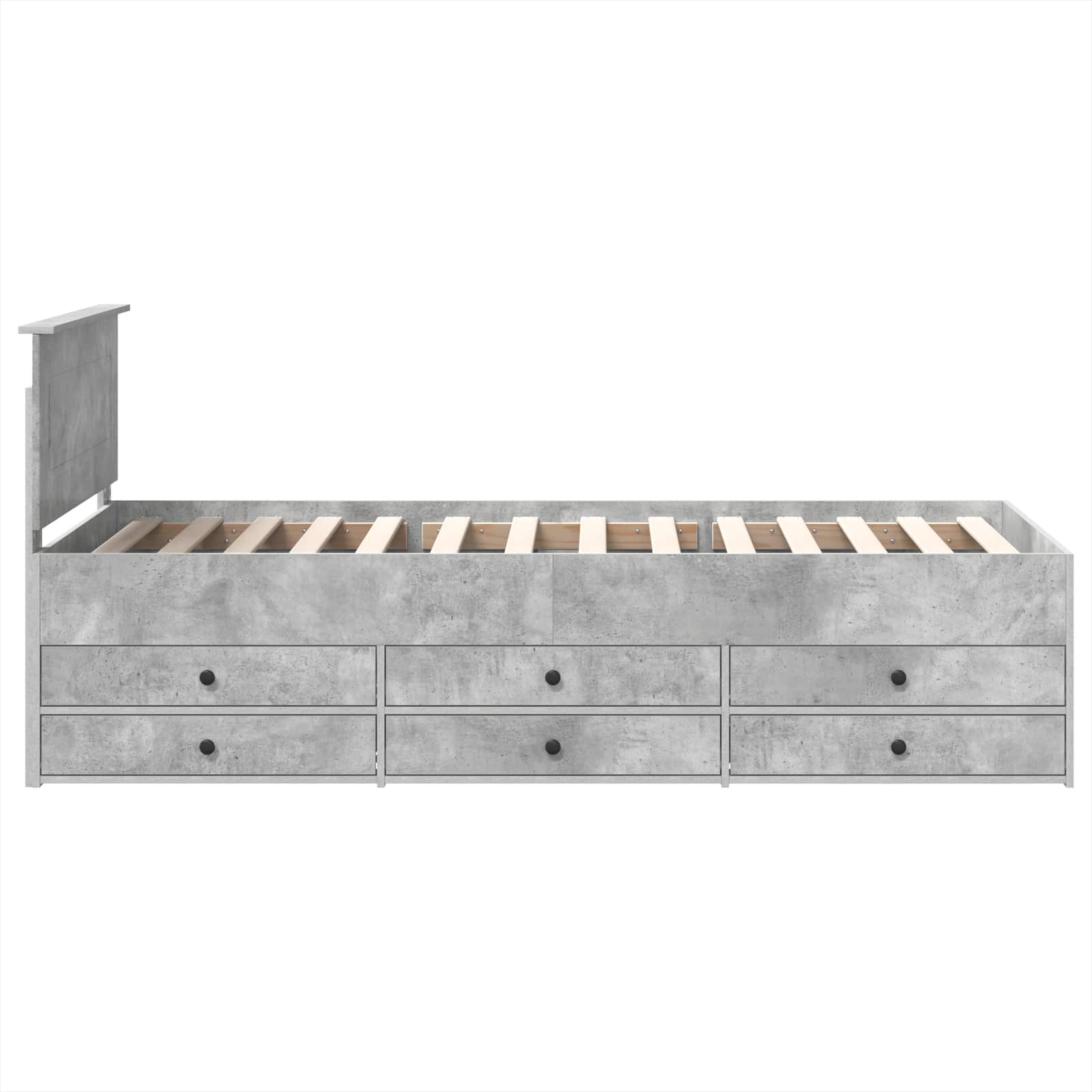 Slaapbank Beton Grijs en Zwart 90 x 190 cm Bewerkt hout
