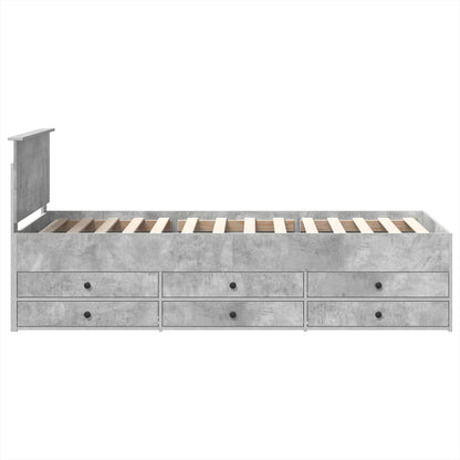 Slaapbank Beton Grijs en Zwart 90 x 190 cm Bewerkt hout