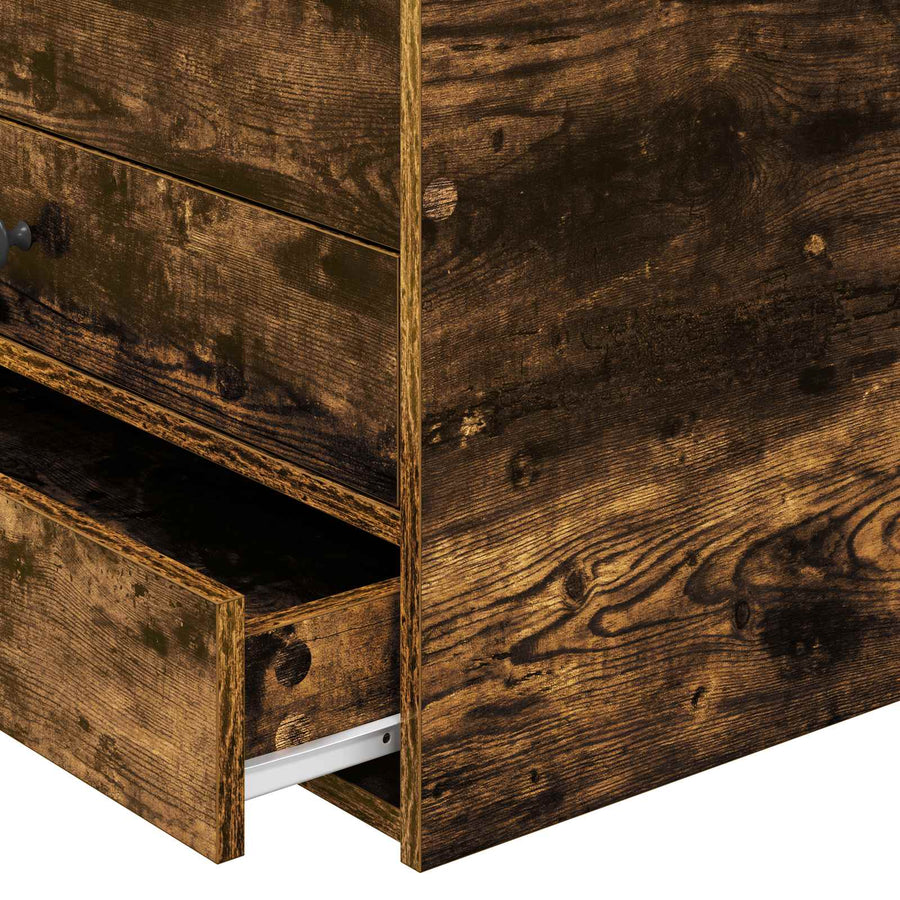 Slaapbank Gerookt Eiken en Zwart 90 x 200 cm Bewerkt hout