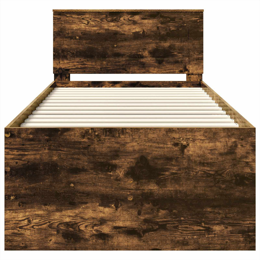 Slaapbank Gerookt Eiken en Zwart 90 x 200 cm Bewerkt hout