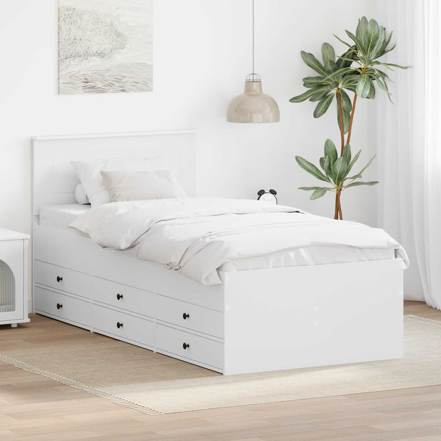 Slaapbank met lade Wit en zwart 75 x 190 cm Bewerkt hout