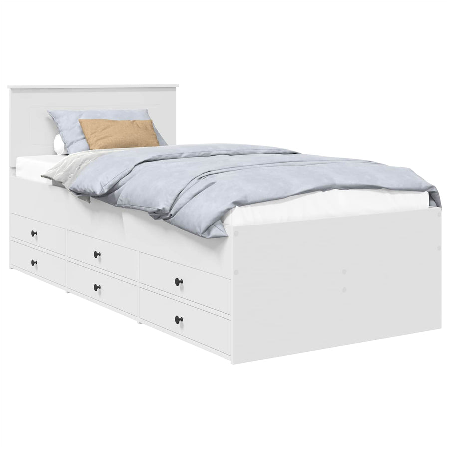 Slaapbank met lade Wit en zwart 75 x 190 cm Bewerkt hout