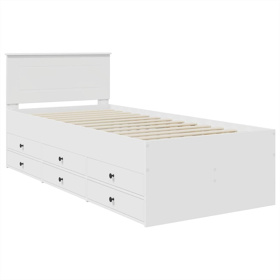 Slaapbank met lade Wit en zwart 75 x 190 cm Bewerkt hout