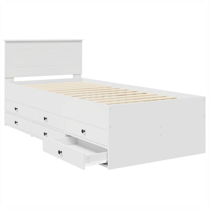 Slaapbank met lade Wit en zwart 75 x 190 cm Bewerkt hout