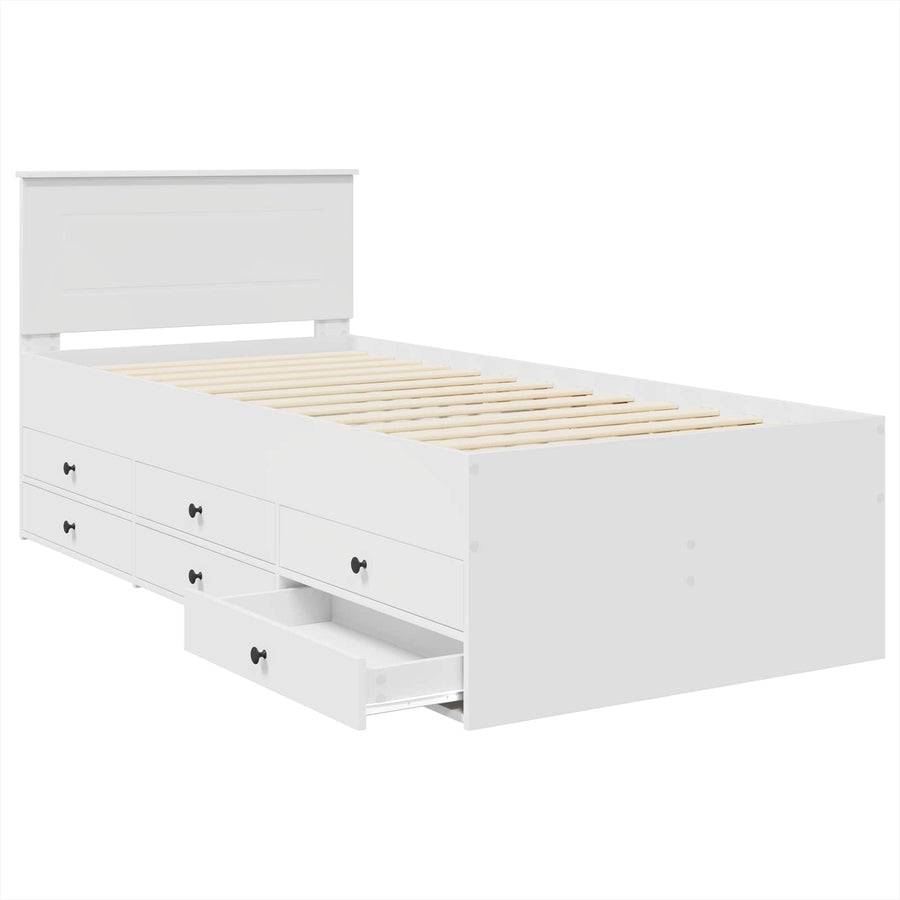 Slaapbank met lade Wit en zwart 75 x 190 cm Bewerkt hout
