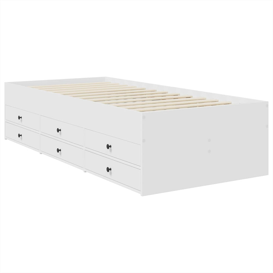 Slaapbank met lade Wit en zwart 75 x 190 cm Bewerkt hout
