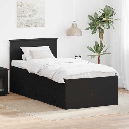 Slaapbank met lade met opslag Zwart 75 x 190 cm Bewerkt hout