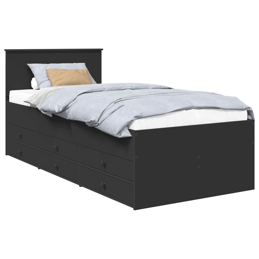 Slaapbank met lade met opslag Zwart 75 x 190 cm Bewerkt hout