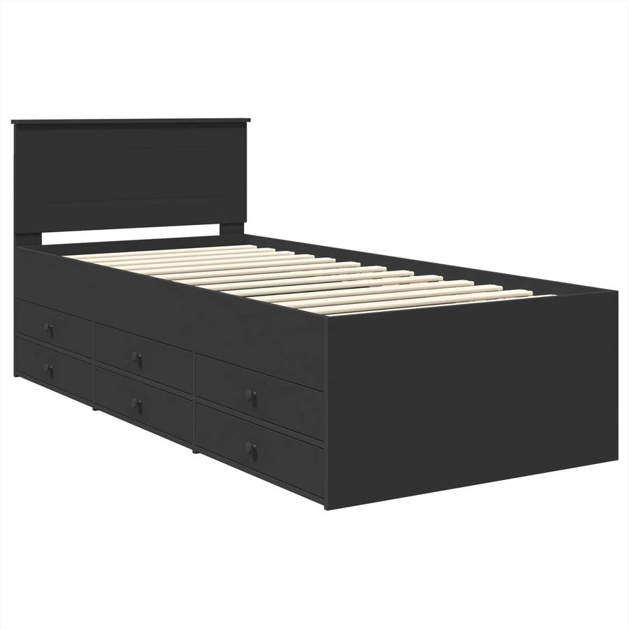 Slaapbank met lade met opslag Zwart 75 x 190 cm Bewerkt hout