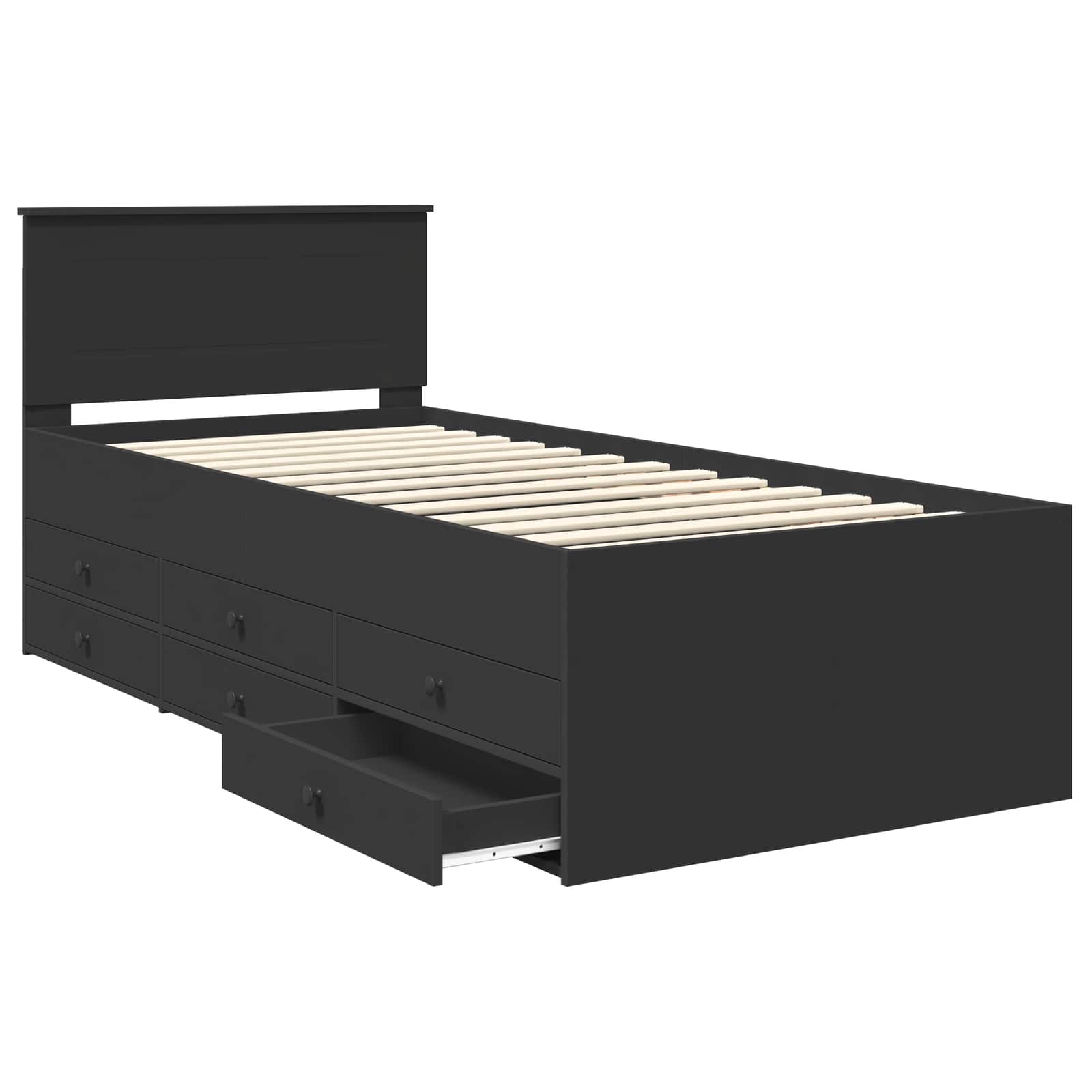 Slaapbank met lade met opslag Zwart 75 x 190 cm Bewerkt hout