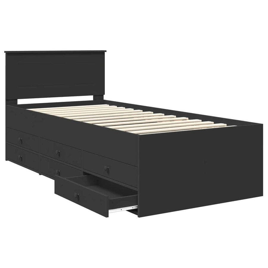 Slaapbank met lade met opslag Zwart 75 x 190 cm Bewerkt hout