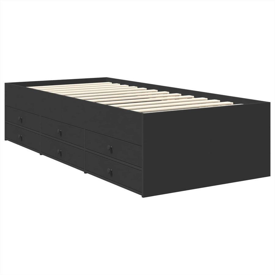 Slaapbank met lade met opslag Zwart 75 x 190 cm Bewerkt hout
