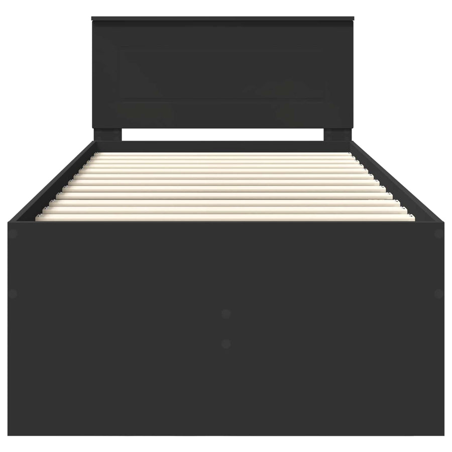 Slaapbank met lade met opslag Zwart 75 x 190 cm Bewerkt hout