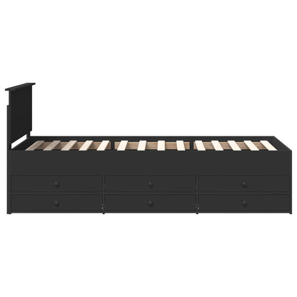 Slaapbank met lade met opslag Zwart 75 x 190 cm Bewerkt hout