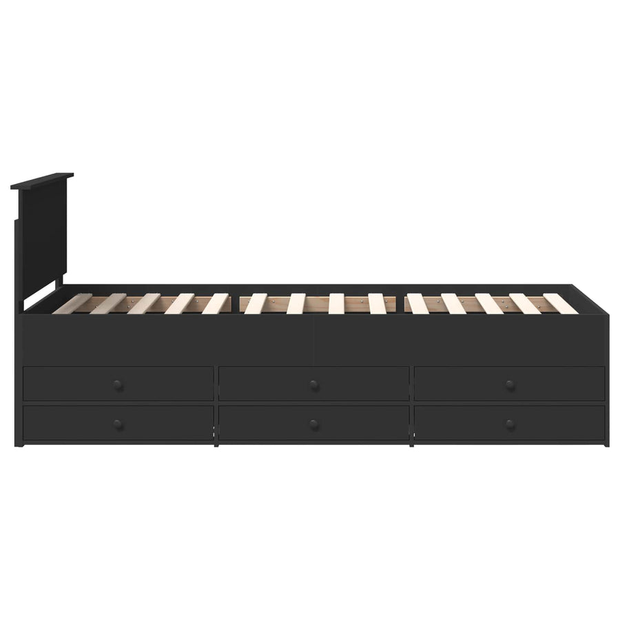 Slaapbank met lade met opslag Zwart 75 x 190 cm Bewerkt hout