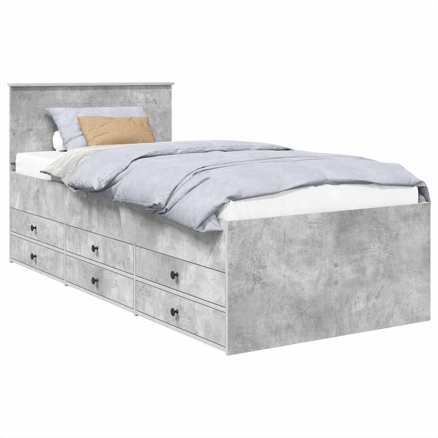 Slaapbank Beton Grijs en Zwart 70 x 190 cm Bewerkt hout