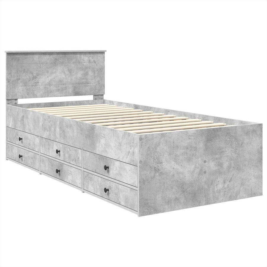 Slaapbank Beton Grijs en Zwart 70 x 190 cm Bewerkt hout