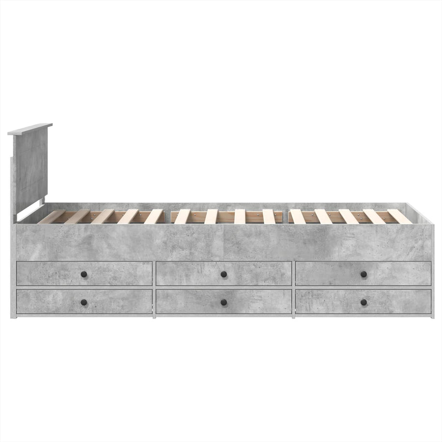 Slaapbank Beton Grijs en Zwart 70 x 190 cm Bewerkt hout