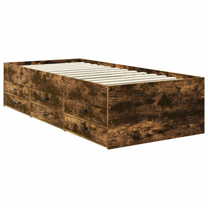 Slaapbank Gerookt Eiken en Zwart 75 x 190 cm Bewerkt hout