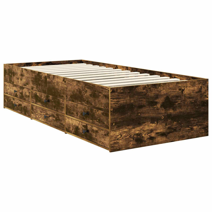 Slaapbank Gerookt Eiken en Zwart 75 x 190 cm Bewerkt hout