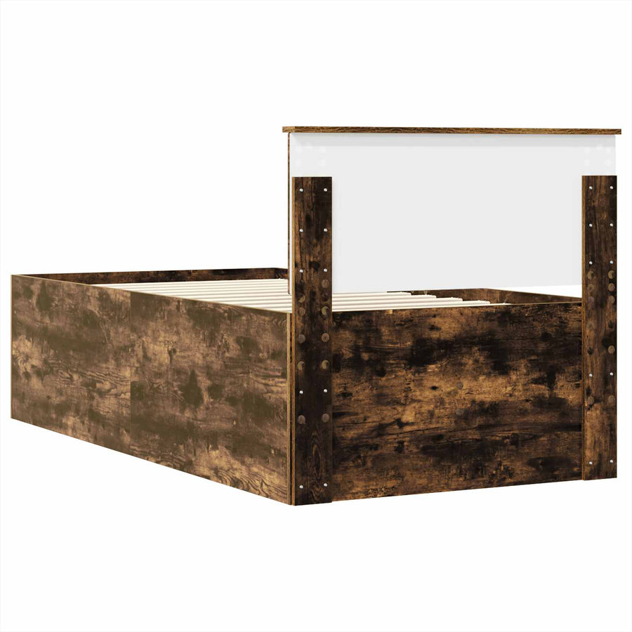 Slaapbank Gerookt Eiken en Zwart 75 x 190 cm Bewerkt hout