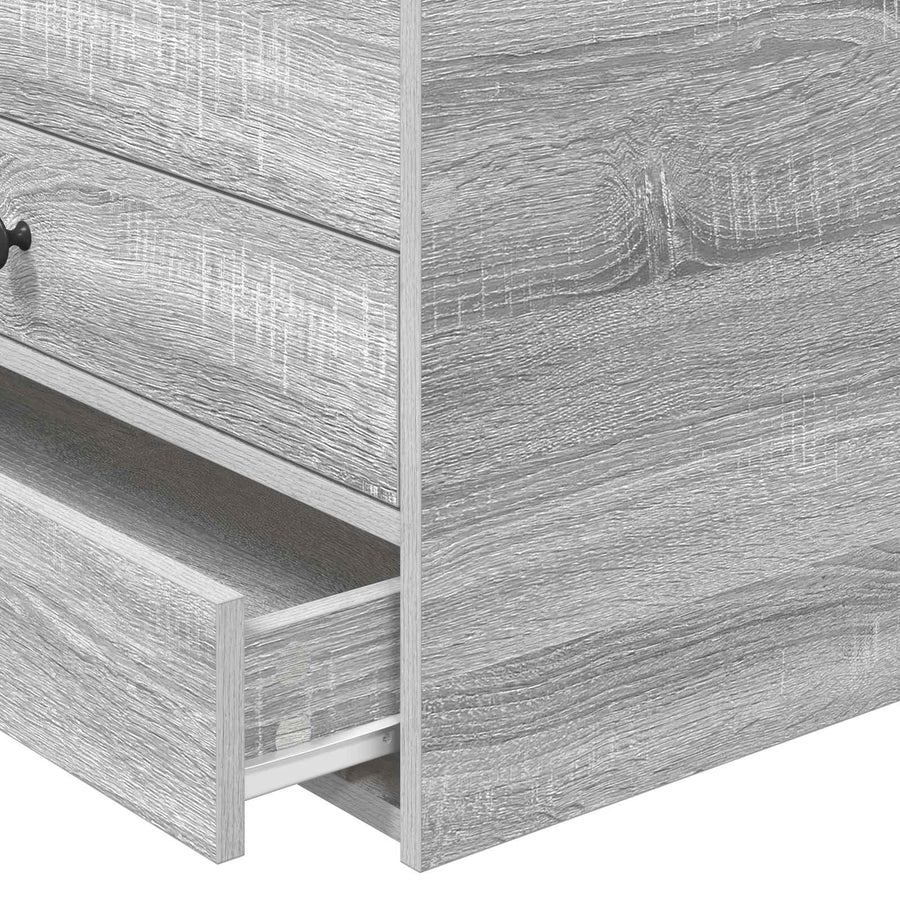 Slaapbank Grijs Sonoma en Zwart 75 x 190 cm Bewerkt hout