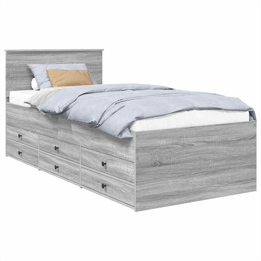 Slaapbank Grijs Sonoma en Zwart 75 x 190 cm Bewerkt hout