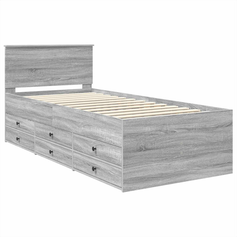 Slaapbank Grijs Sonoma en Zwart 75 x 190 cm Bewerkt hout