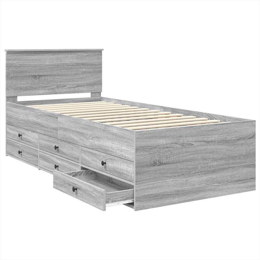 Slaapbank Grijs Sonoma en Zwart 75 x 190 cm Bewerkt hout