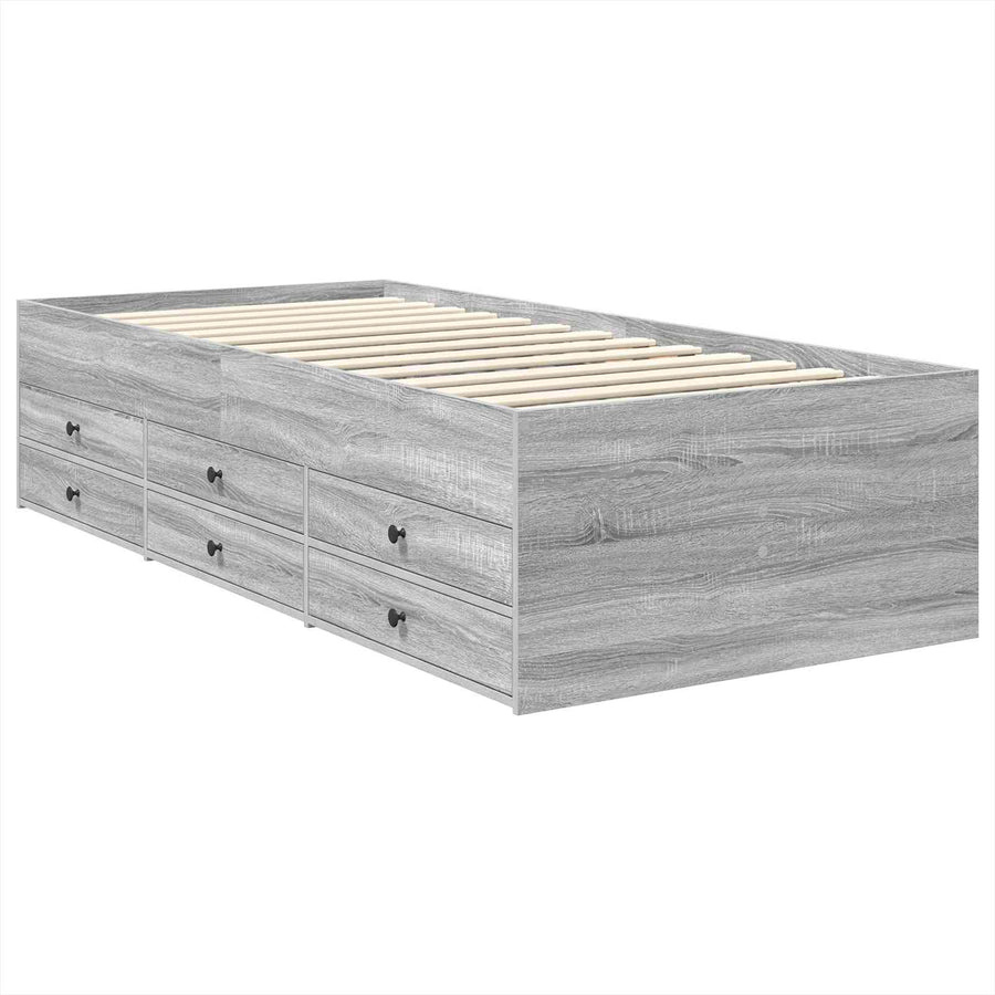 Slaapbank Grijs Sonoma en Zwart 75 x 190 cm Bewerkt hout