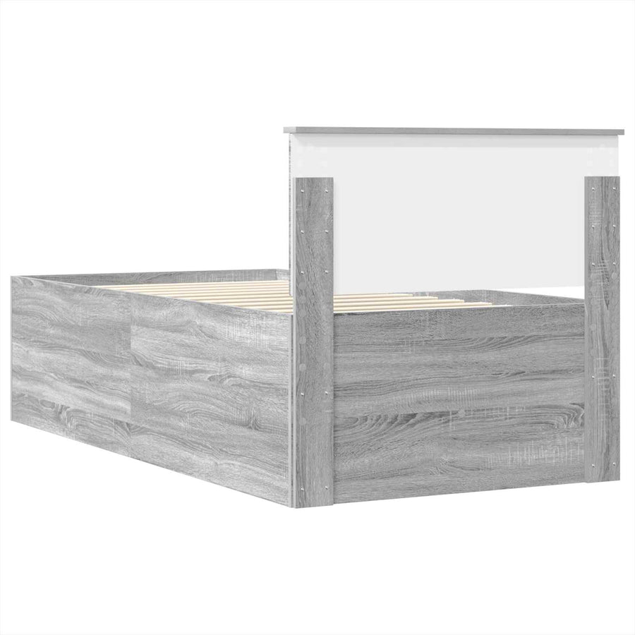 Slaapbank Grijs Sonoma en Zwart 75 x 190 cm Bewerkt hout