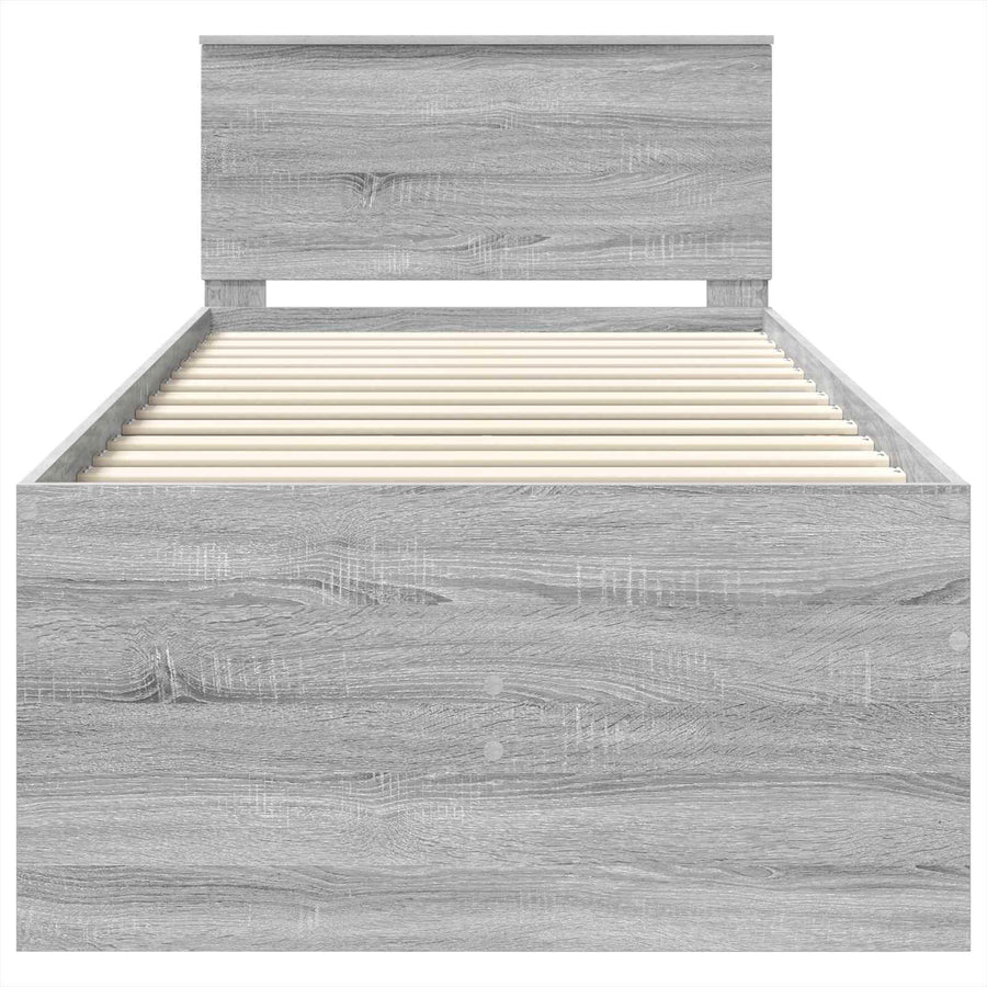 Slaapbank Grijs Sonoma en Zwart 75 x 190 cm Bewerkt hout