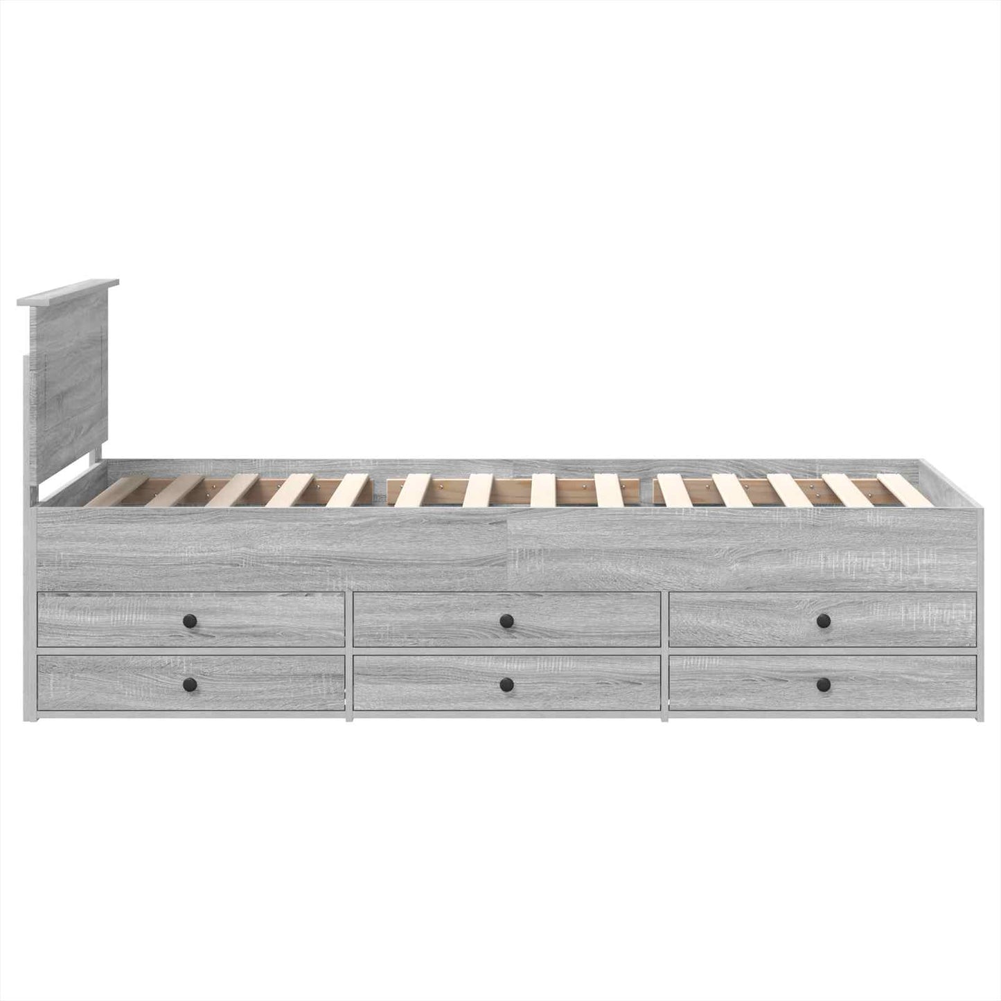 Slaapbank Grijs Sonoma en Zwart 75 x 190 cm Bewerkt hout