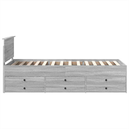 Slaapbank Grijs Sonoma en Zwart 75 x 190 cm Bewerkt hout