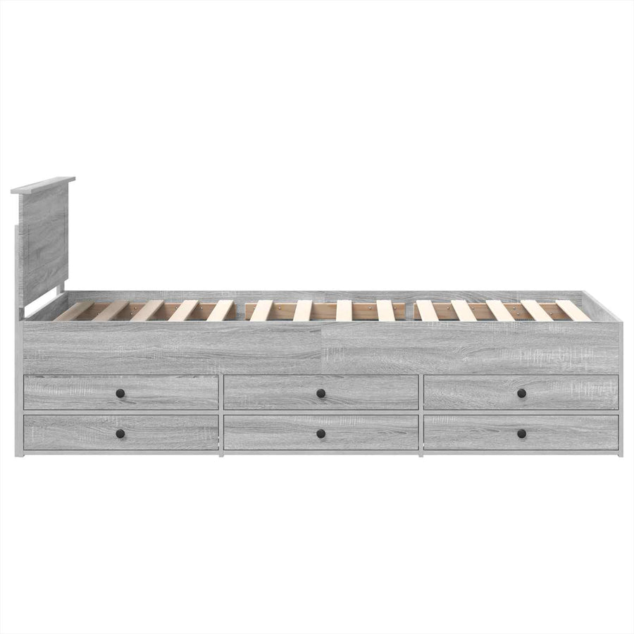 Slaapbank Grijs Sonoma en Zwart 75 x 190 cm Bewerkt hout
