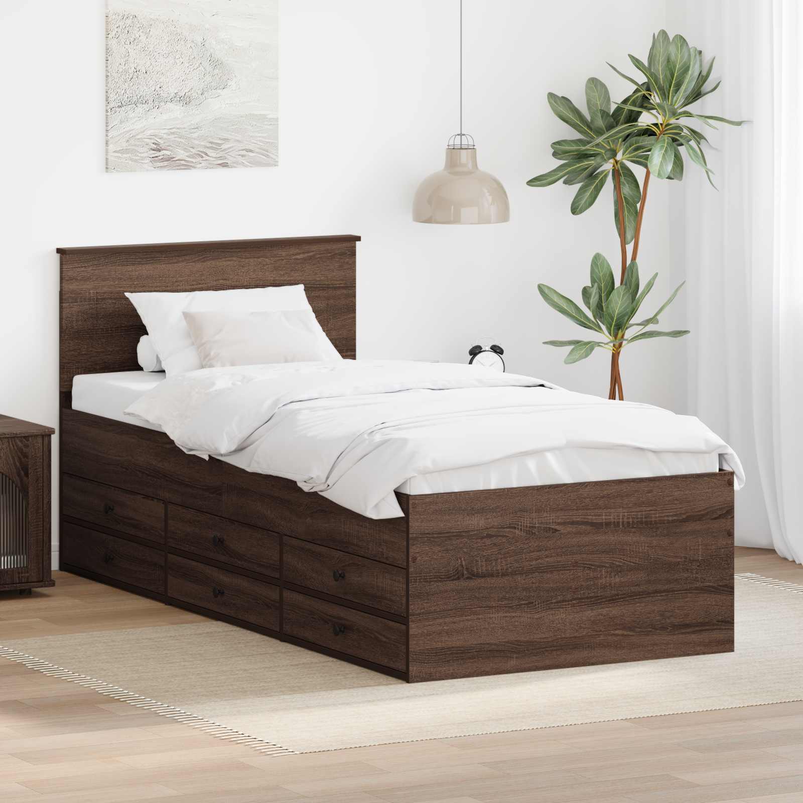 Slaapbank Bruin Eiken en Zwart 75 x 190 cm Bewerkt hout