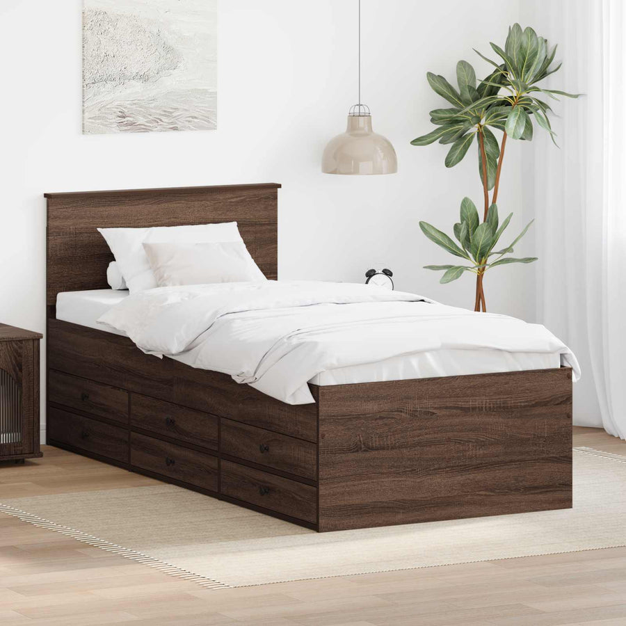 Slaapbank Bruin Eiken en Zwart 75 x 190 cm Bewerkt hout