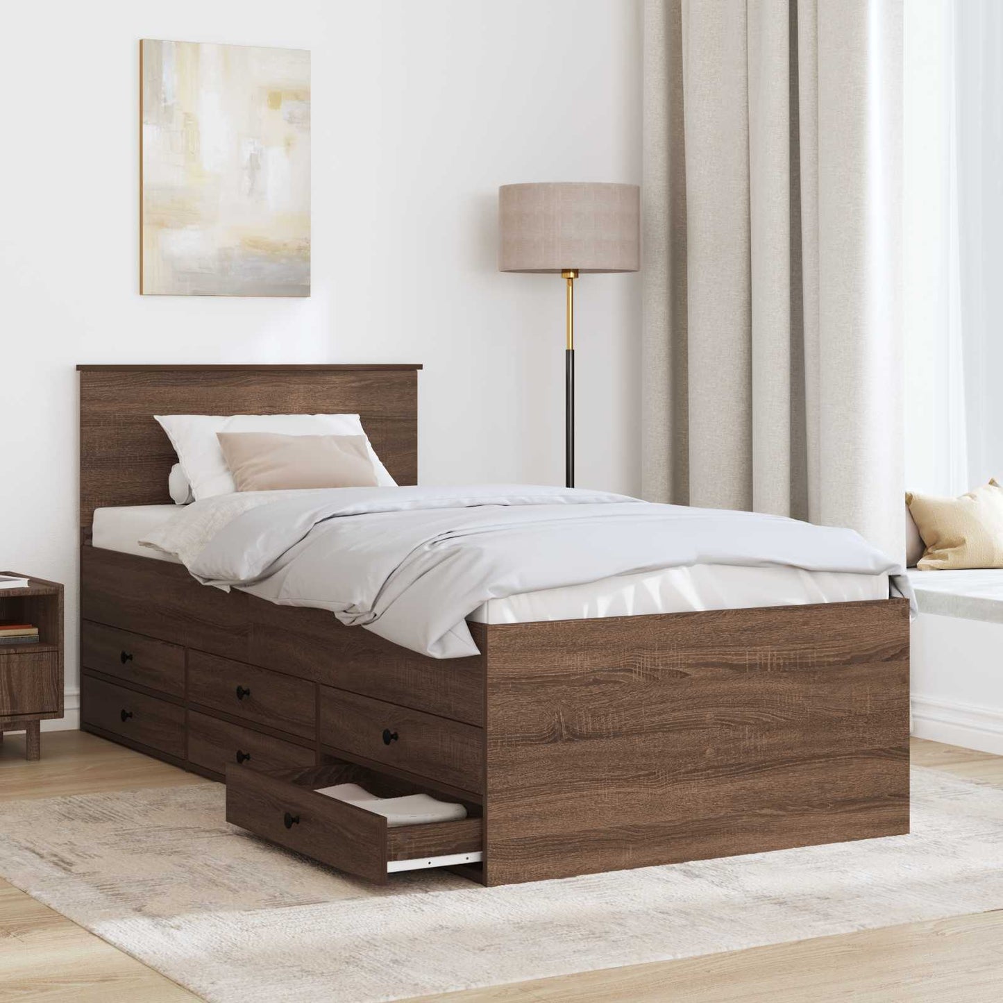 Slaapbank Bruin Eiken en Zwart 75 x 190 cm Bewerkt hout