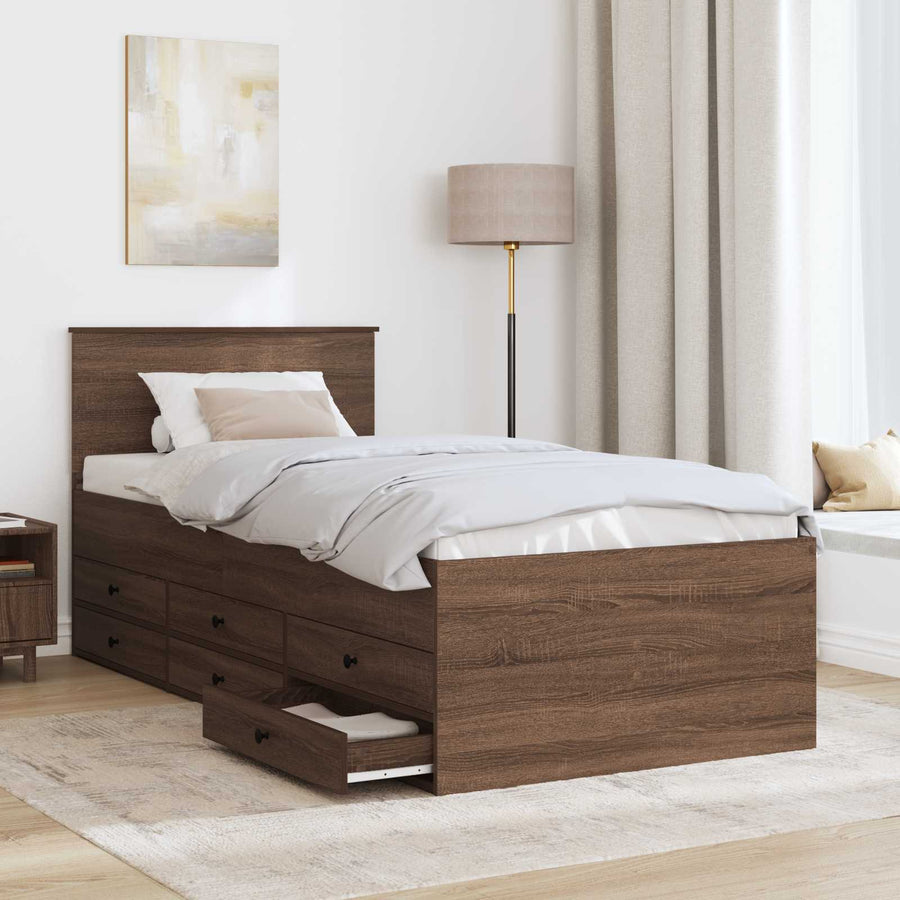Slaapbank Bruin Eiken en Zwart 75 x 190 cm Bewerkt hout