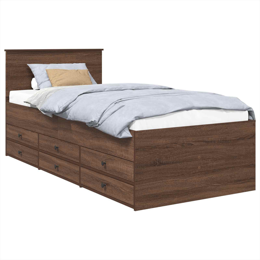 Slaapbank Bruin Eiken en Zwart 75 x 190 cm Bewerkt hout