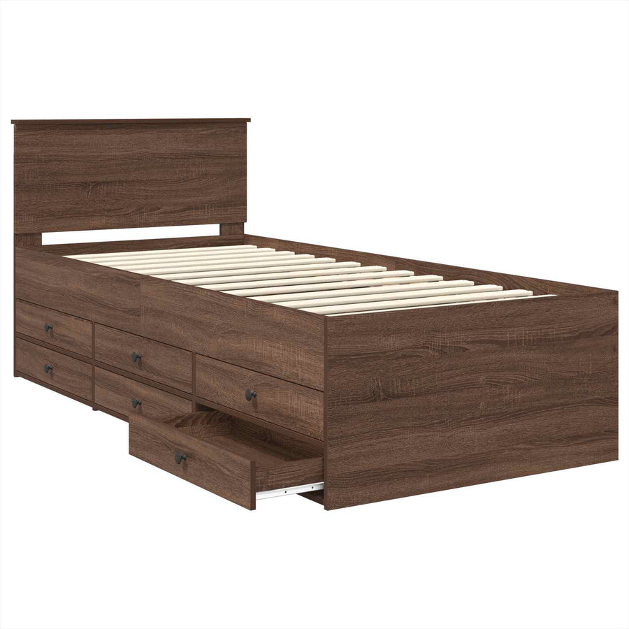 Slaapbank Bruin Eiken en Zwart 75 x 190 cm Bewerkt hout
