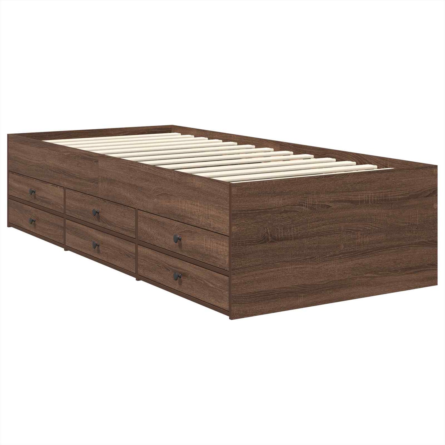 Slaapbank Bruin Eiken en Zwart 75 x 190 cm Bewerkt hout